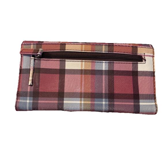 Women’s Plaid Card Billfold Wallet 7.5x4” Silver - Picture 4 of 11